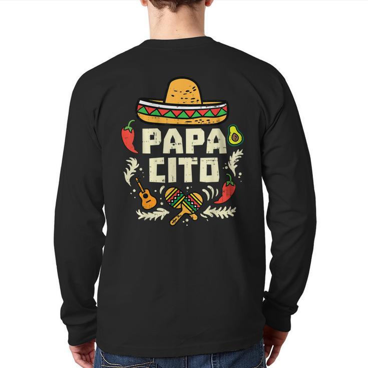 Mens Papacito Family Cinco De Mayo Matchin Couple Mexican Dad Men Back Print Long Sleeve T-shirt