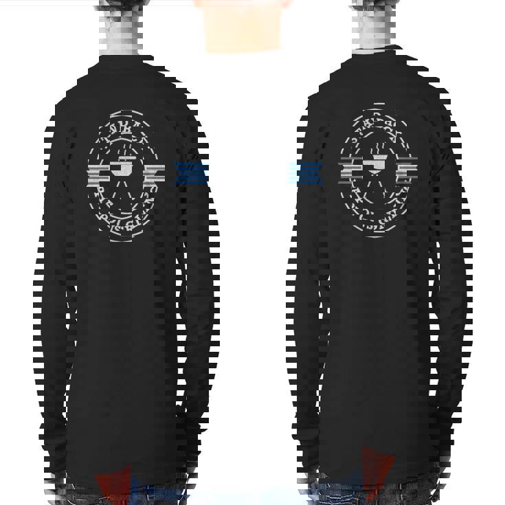 Mens Pappous Grilling Stand Back Greece Flag Greek Dad Back Print Long Sleeve T-shirt
