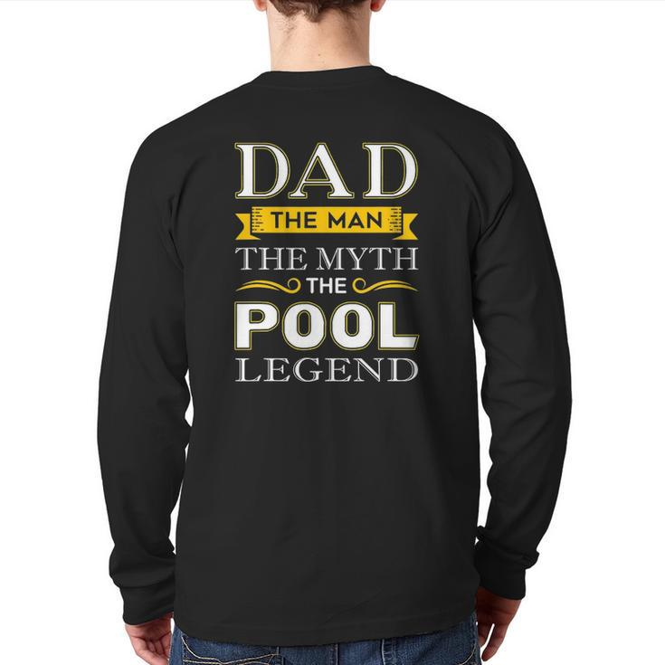 Mens Pool Shark Dad For Billiards Dads Back Print Long Sleeve T-shirt