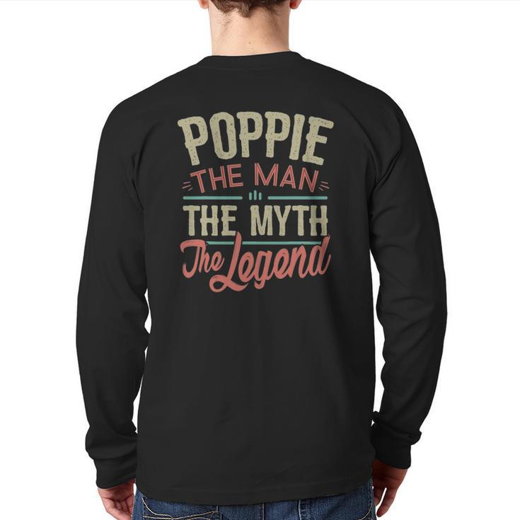 Mens Poppiefrom Grandchildren Poppie The Myth The Legend Back Print Long Sleeve T-shirt