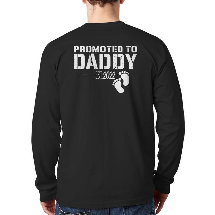 Mens Promoted To Daddy 2022  For New Dad First Time Dad Back Print Long Sleeve T-shirt