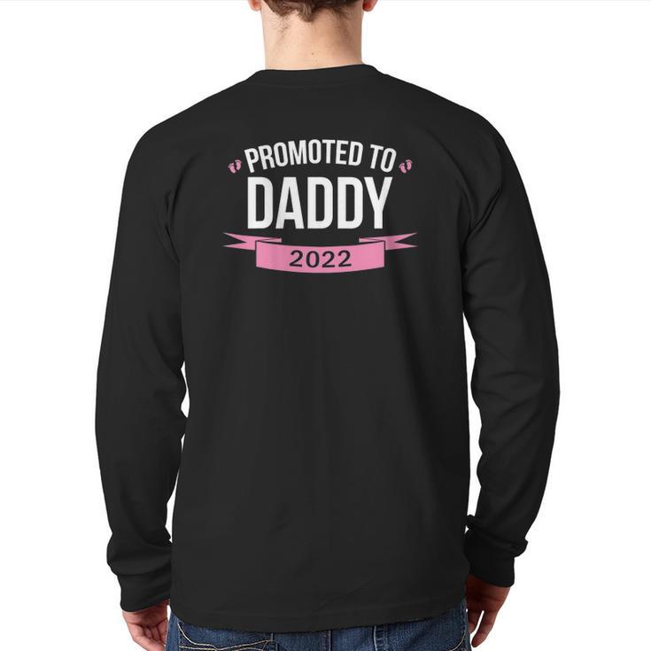 Mens Promoted To Daddy Est 2022 Pink New Dad Baby Back Print Long Sleeve T-shirt