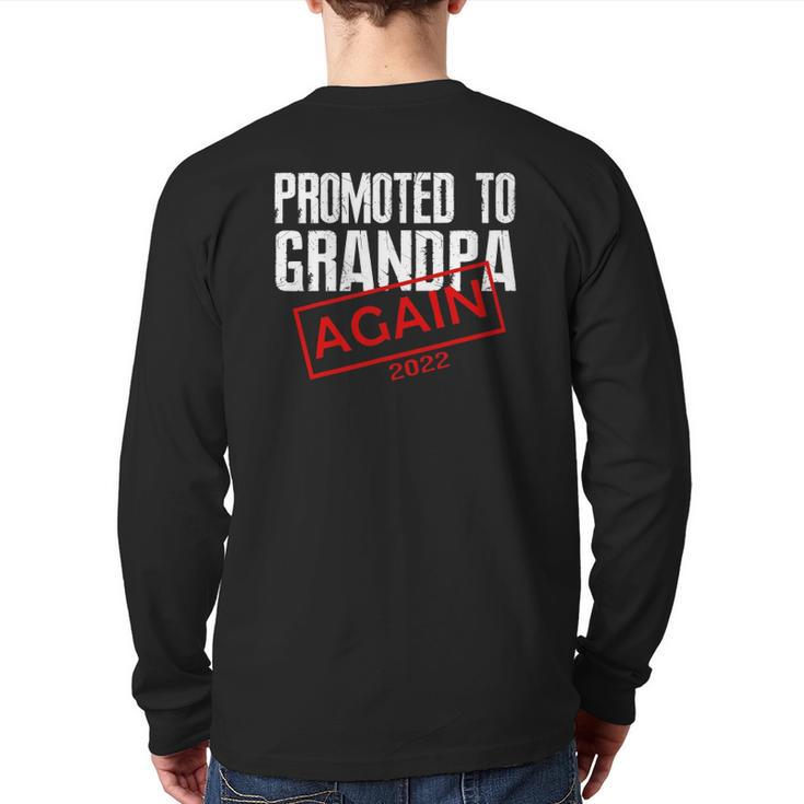 Mens Promoted To Grandpa Again Est 2022 Pregnancy Back Print Long Sleeve T-shirt