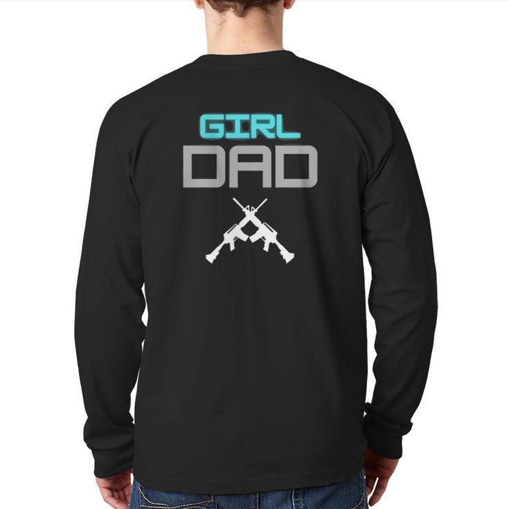 Mens Protective Gamer Dad Father's Day Back Print Long Sleeve T-shirt