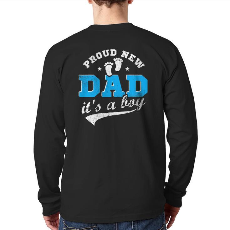 Mens Proud New Dad It's A Boy First Time Dad Blue Back Print Long Sleeve T-shirt
