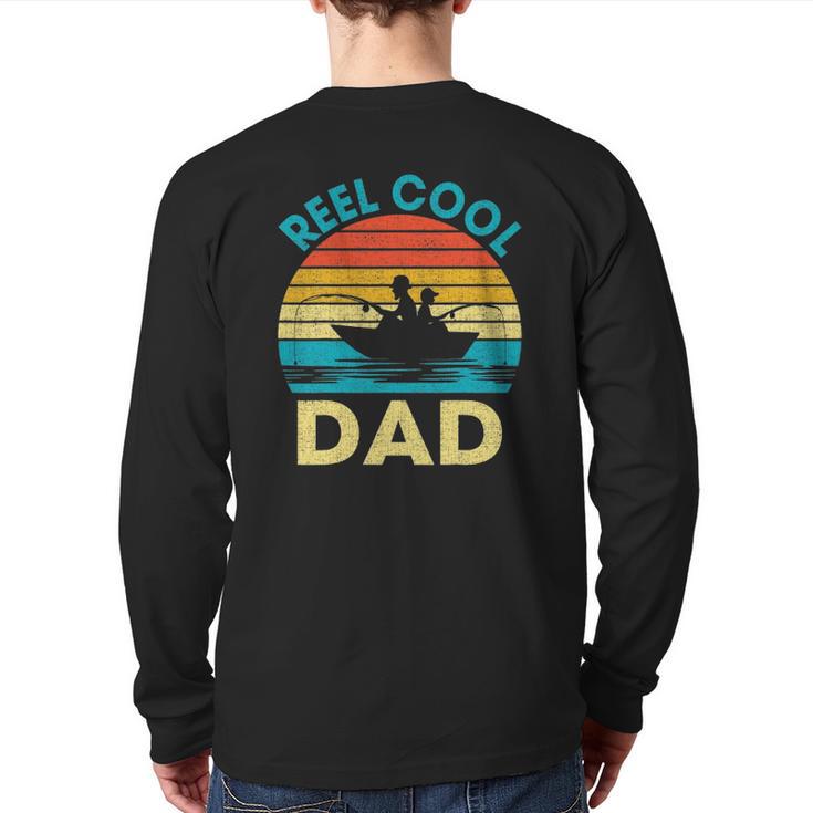 Mens Reel Cool Dad Father's Day For Fishing Dad Grandpa Back Print Long Sleeve T-shirt