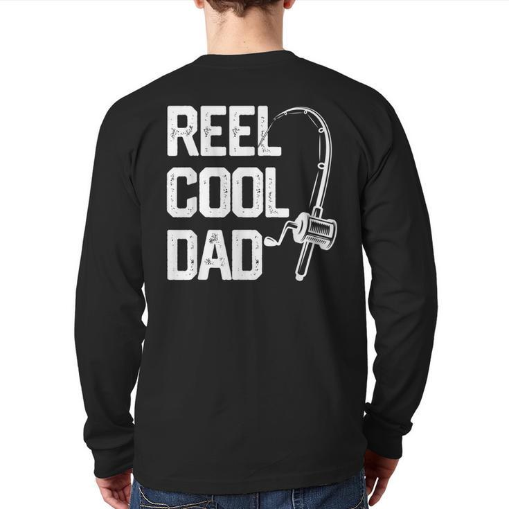 Mens Reel Cool Dad Fishing Daddy Father's Day Men Back Print Long Sleeve T-shirt