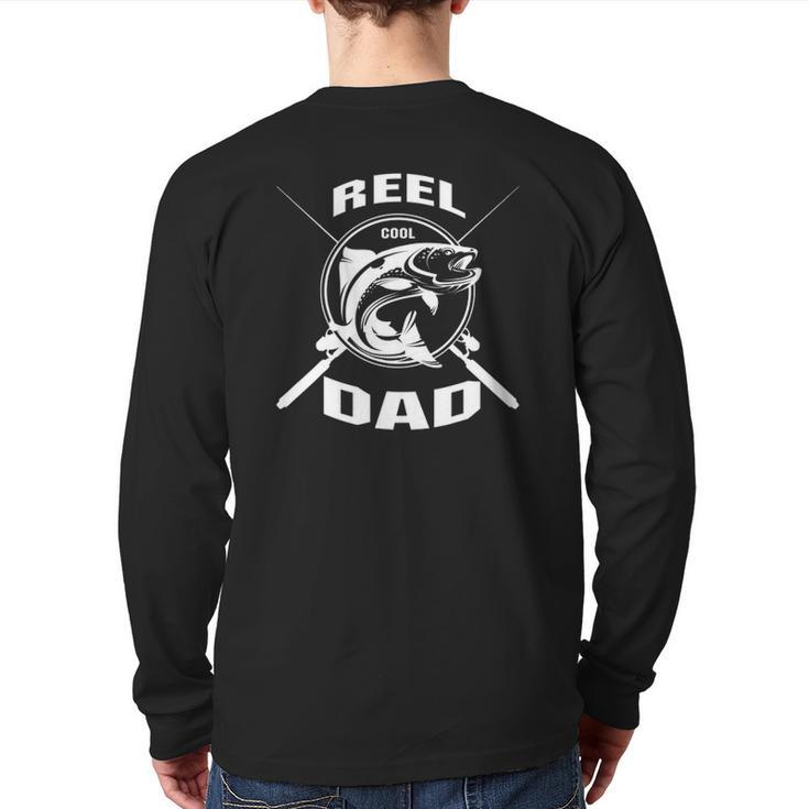 Mens Mens Reel Cool Dad Fishing Daddy Father's Day Tee Back Print Long Sleeve T-shirt