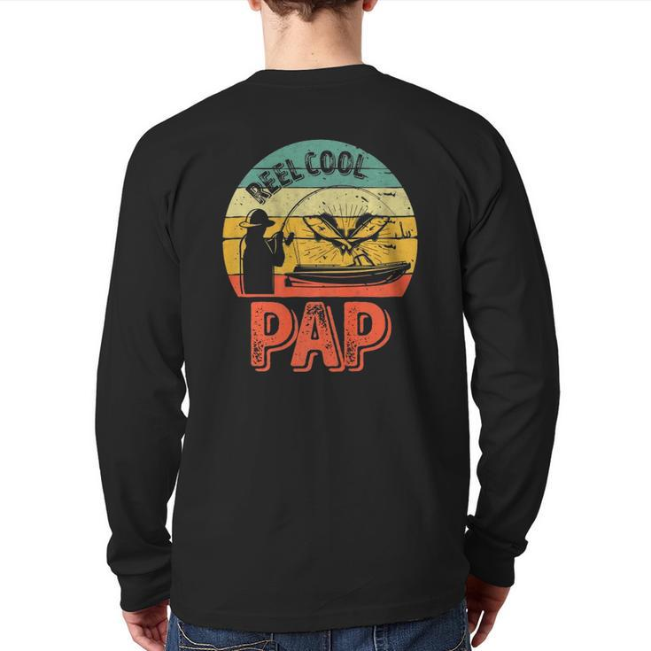 Mens Reel Cool Pap Fisherman Christmas Father's Day Back Print Long Sleeve T-shirt