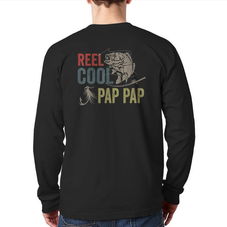 Mens Reel Cool Pap Pap Fishing Father's Day Back Print Long Sleeve T-shirt