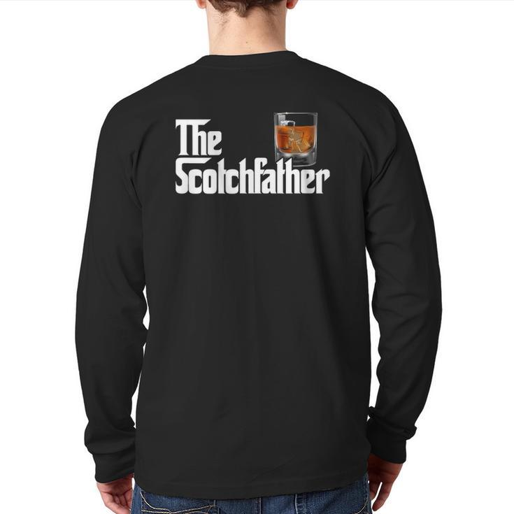 Mens The Scotchfather Scotch Father Dad Father's Day Drinking Back Print Long Sleeve T-shirt