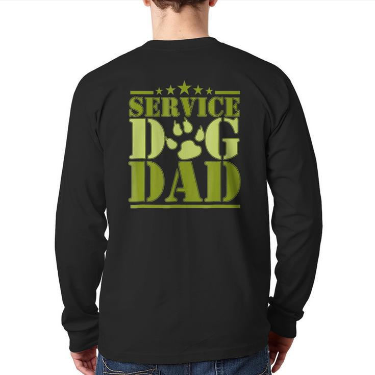 Mens Service Dog Dad For Disabled American Veterans Back Print Long Sleeve T-shirt