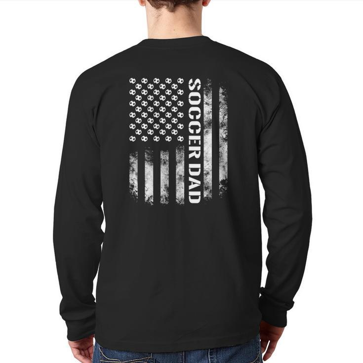 Mens Soccer Dad Usa Flag Father's Day Back Print Long Sleeve T-shirt
