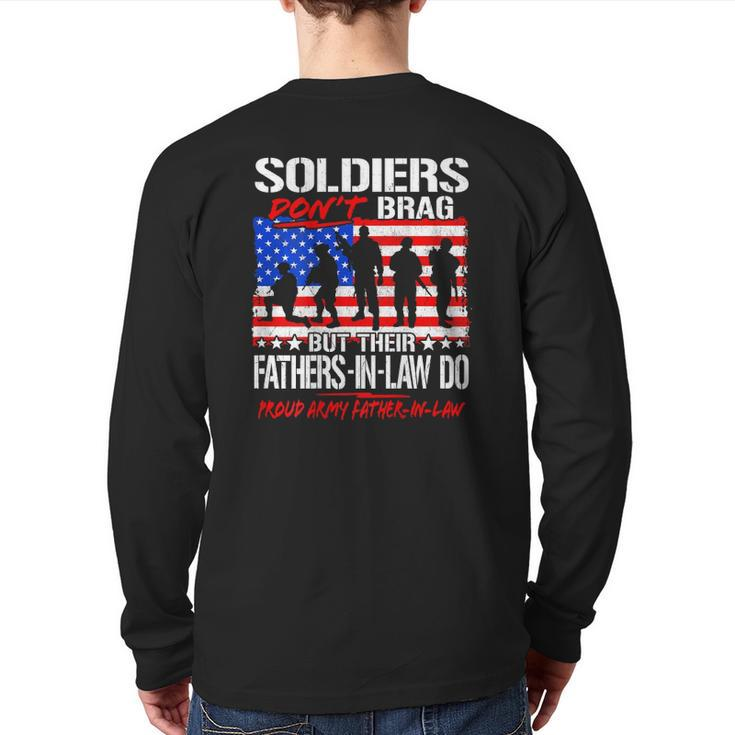 Mens Soldiers Don't Brag Proud Army Father-In-Law Dad Back Print Long Sleeve T-shirt