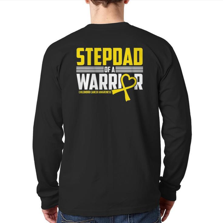 Mens Stepdad Childhood Cancer Awareness Survivor Ribbon Warrior Back Print Long Sleeve T-shirt