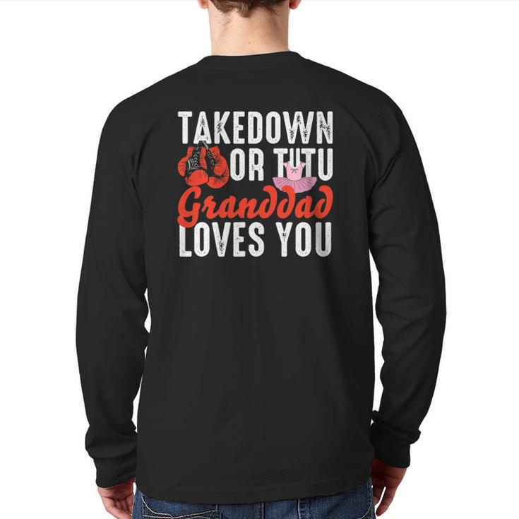 Mens Takedown Or Tutu Granddad Loves You Boxing Gender Reveal Back Print Long Sleeve T-shirt