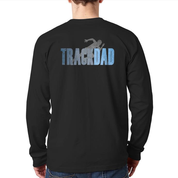 Mens Track Dad Track & Field Cross Country Runner Father's Day Back Print Long Sleeve T-shirt