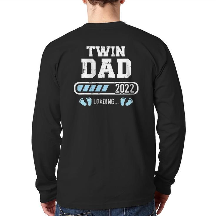 Mens Twin Dad 2022 Loading For Pregnancy Announcement Back Print Long Sleeve T-shirt