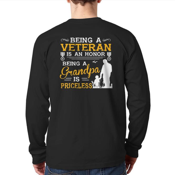 Mens Veteran Grandpa  For Grandfather Back Print Long Sleeve T-shirt