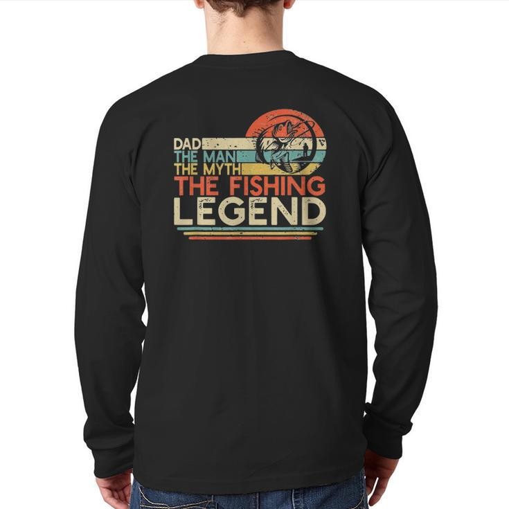Mens Vintage Bass Fishing Dad Man The Myth The Legend Fisherman Classic Back Print Long Sleeve T-shirt