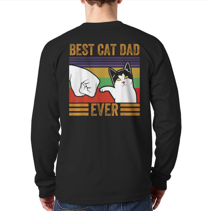 Mens Vintage Best Cat Dad Ever Men Bump Fit Fathers Day  Back Print Long Sleeve T-shirt