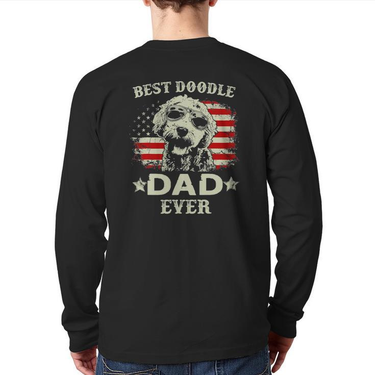 Mens Vintage Father's Day Tee Best Doodle Dad Ever Back Print Long Sleeve T-shirt