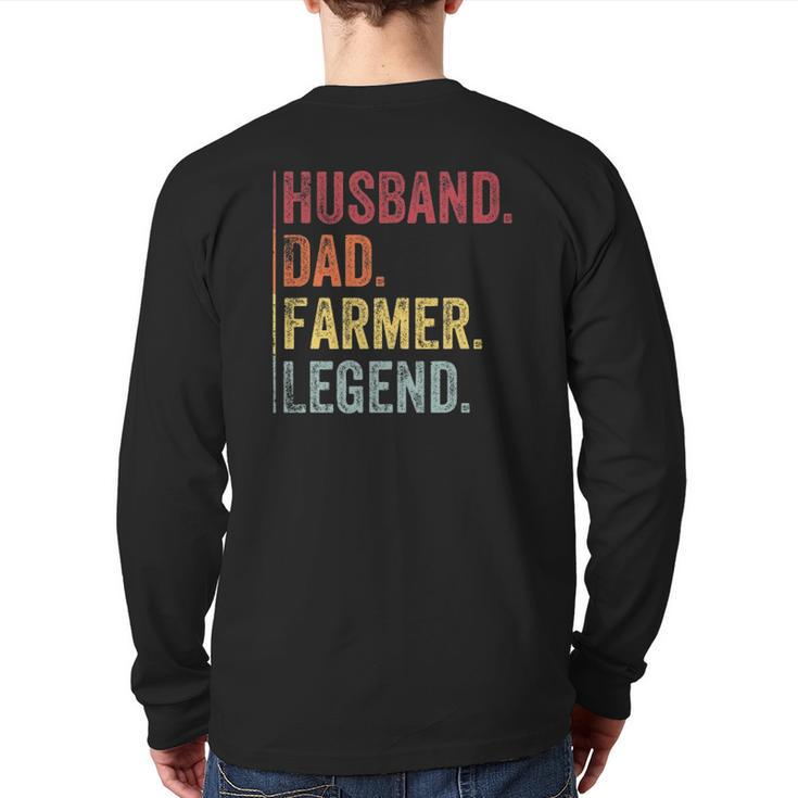 Mens Vintage Husband Dad Farmer Legend For Father's Day Back Print Long Sleeve T-shirt