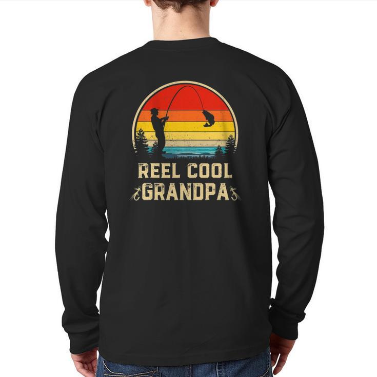 Mens Vintage Reel Cool Grandpa Fish Fishing Father's Day Back Print Long Sleeve T-shirt