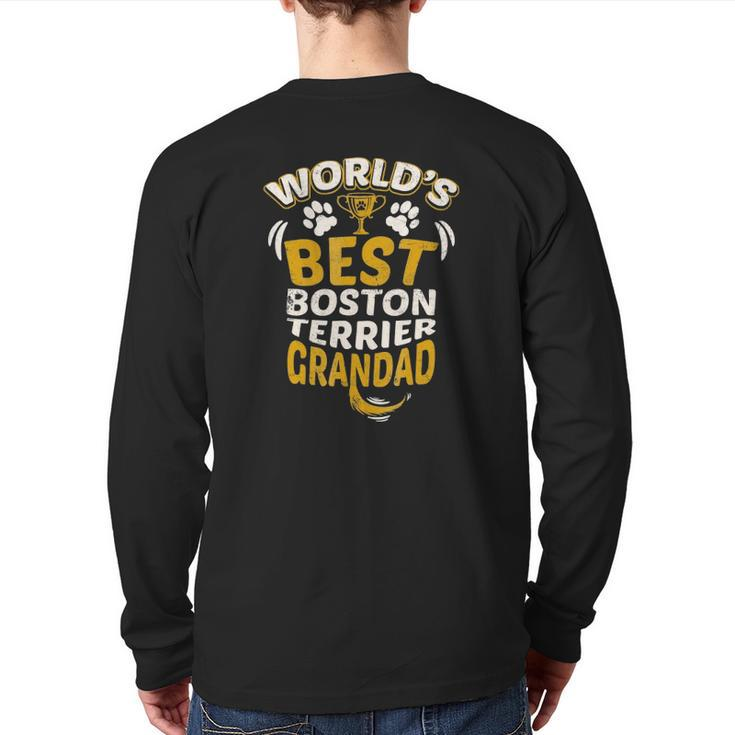 Mens World's Best Boston Terrier Grandad Graphic Back Print Long Sleeve T-shirt