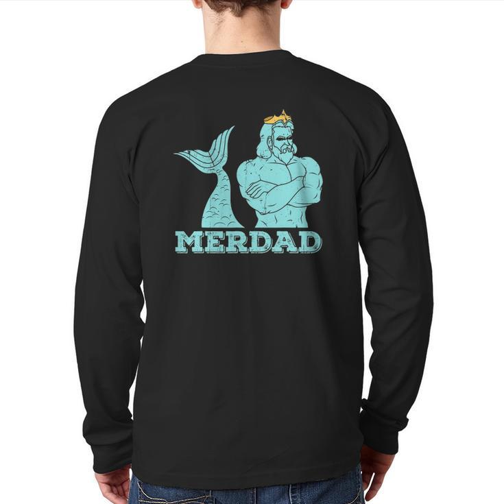 Merdad Security Merman Mermaid's Daddy Father's Day Dad Back Print Long Sleeve T-shirt