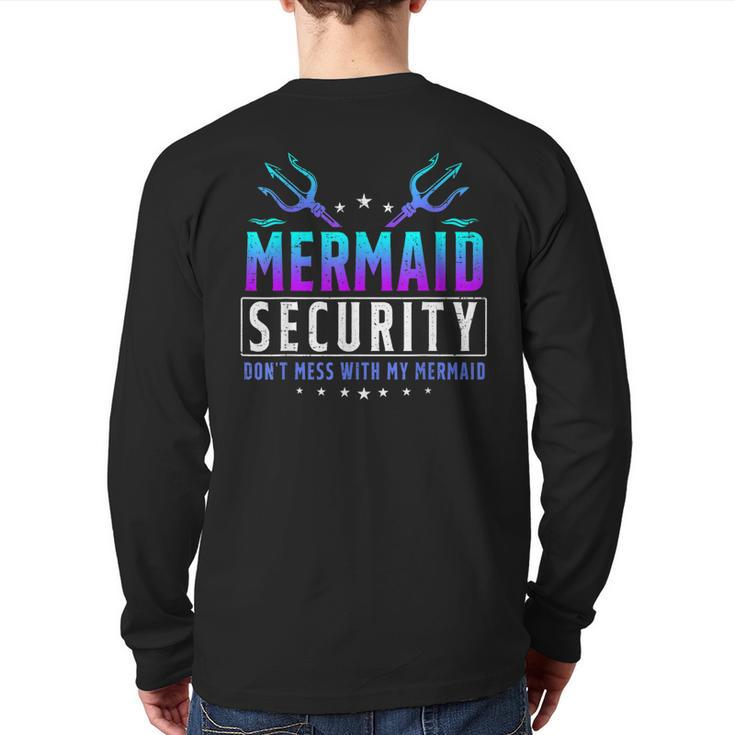 Mermaid Daddy Merdad Father's Day Merman Dad Papa Back Print Long Sleeve T-shirt
