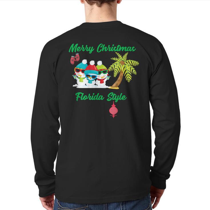 Merry Christmas Florida Style T Snowman Summer Back Print Long Sleeve T-shirt