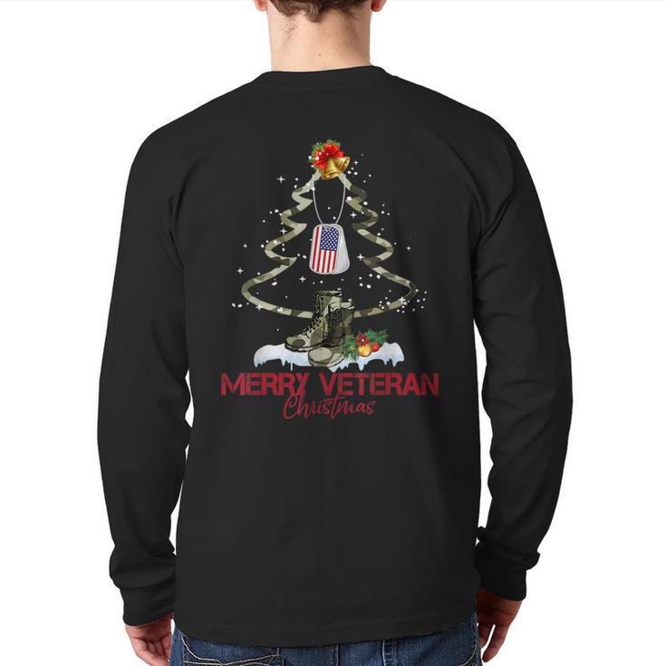 Merry Veteran Christmas Army Camo Xmas Tree Christmas Back Print Long Sleeve T-shirt