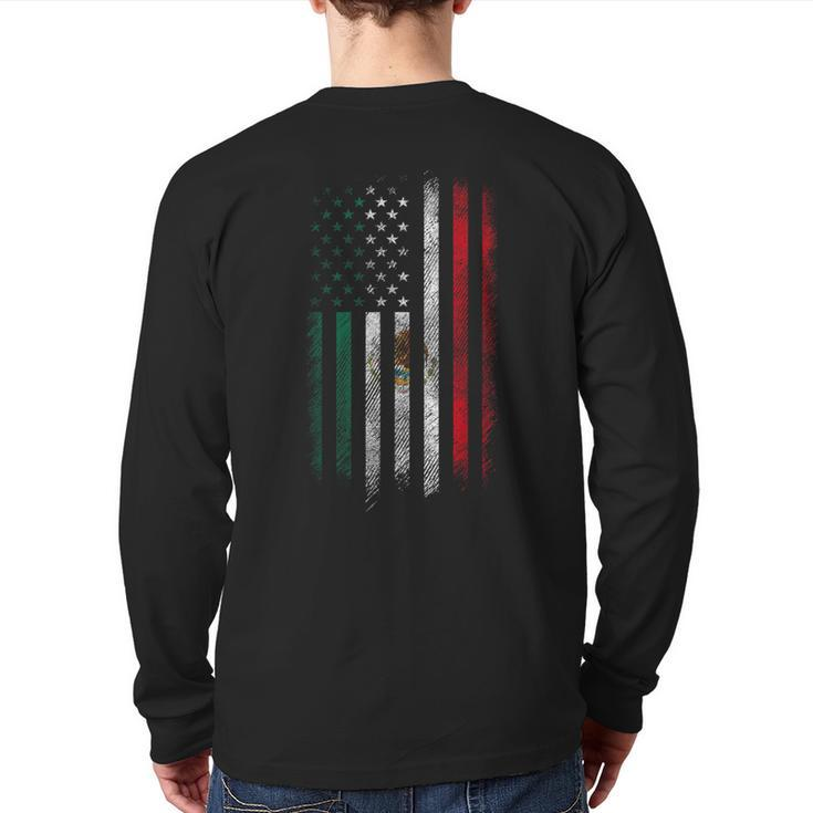 Mexico Flag 4Th Of July Usa American Mexican Flag Back Print Long Sleeve T-shirt