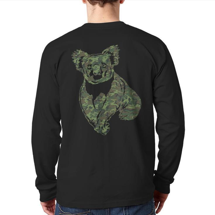 Military Koala Camo Print Us Bear Animal Veteran Men Back Print Long Sleeve T-shirt