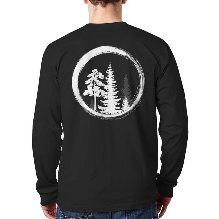 Minimalist Tree Forest Outdoors And Nature Graphic Back Print Long Sleeve T-shirt