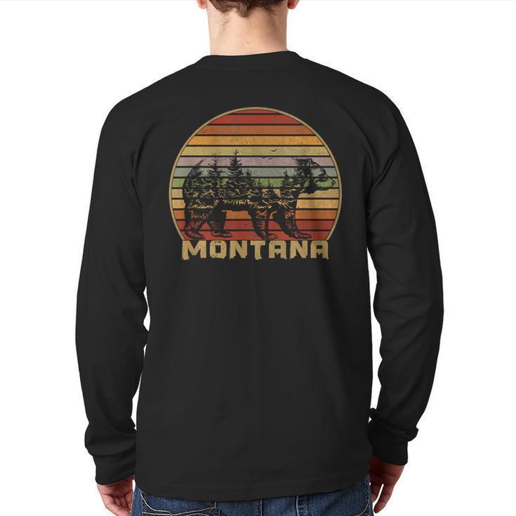 Montana Vintage Grizzly Bear Nature Retro Back Print Long Sleeve T-shirt