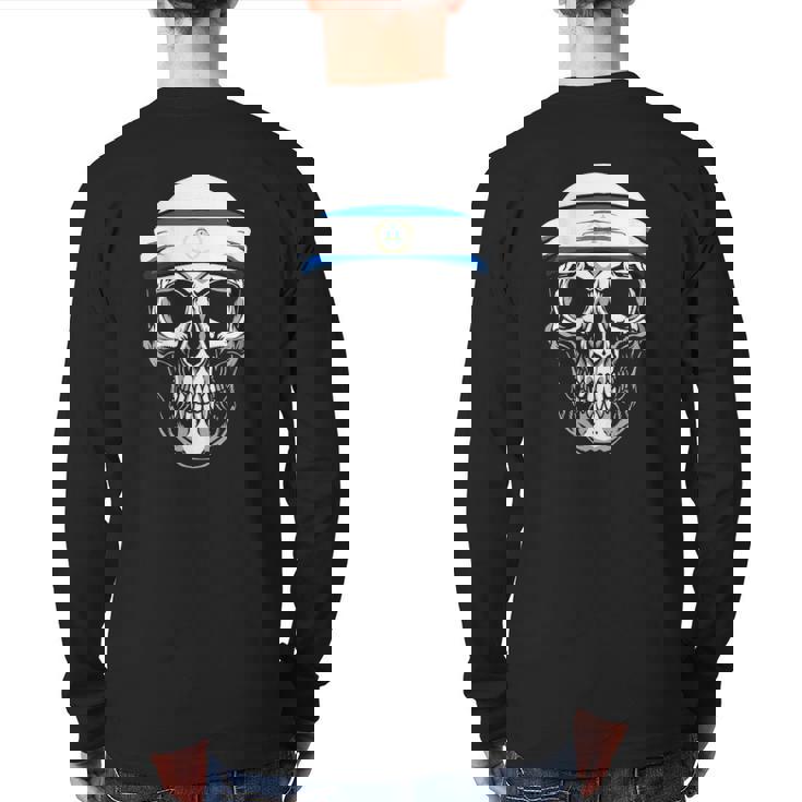 Nationality Country Origin Skull Flag Nicaragua Back Print Long Sleeve T-shirt