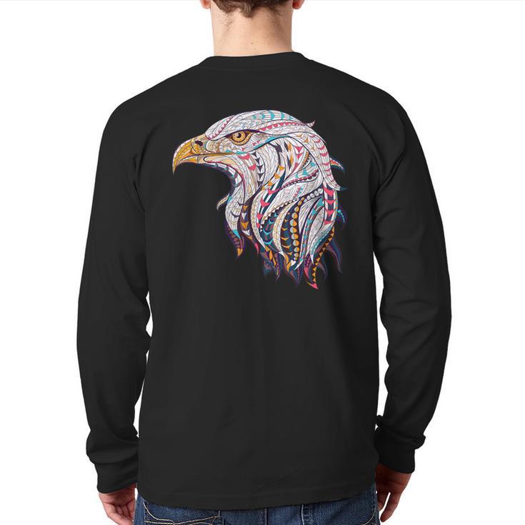 Native American Colorful Patriotic Eagle Beautiful Back Print Long Sleeve T-shirt