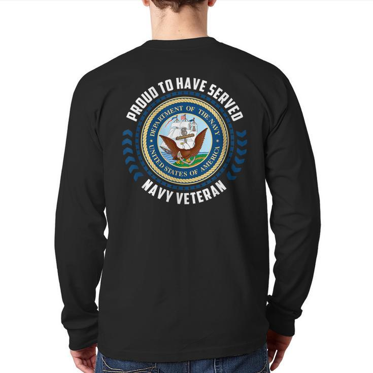 Navy Veteran Proud To Have Served In The Us Navy Back Print Long Sleeve T-shirt
