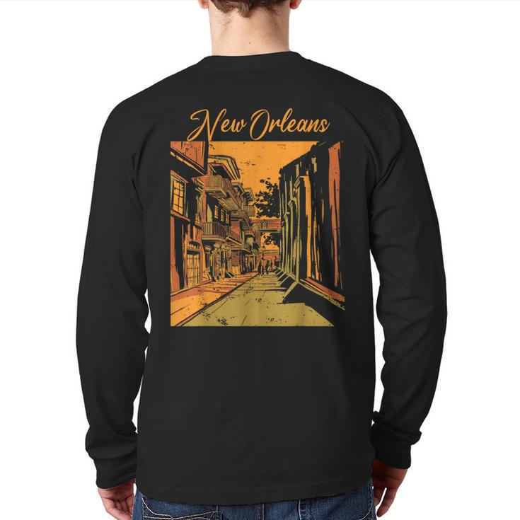 New Orleans Louisiana Souvenir Bourbon Street Back Print Long Sleeve T-shirt