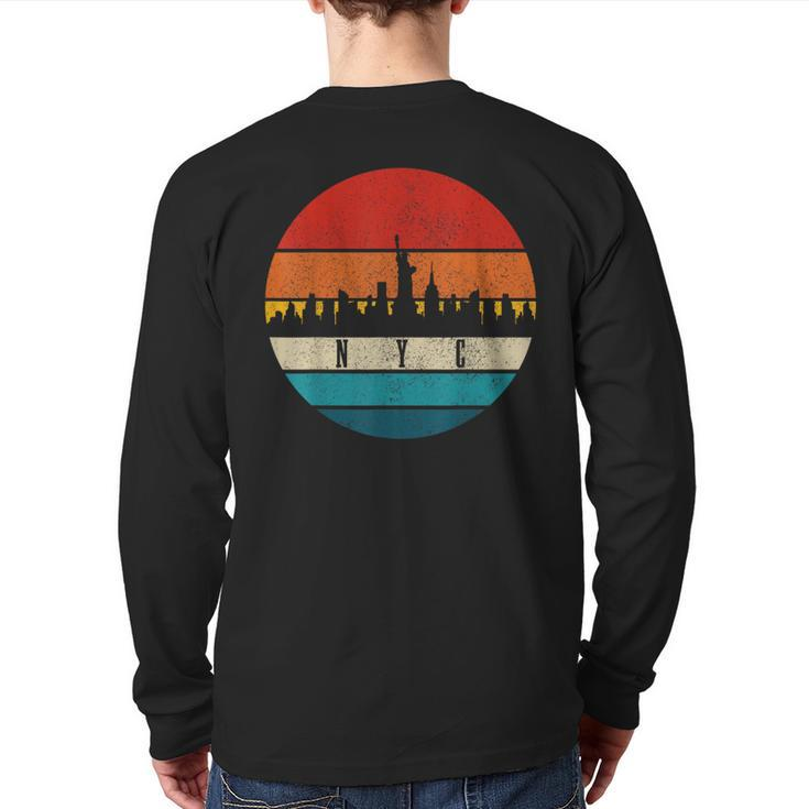 New York City Nyc Ny Skyline Pride Vintage Back Print Long Sleeve T-shirt