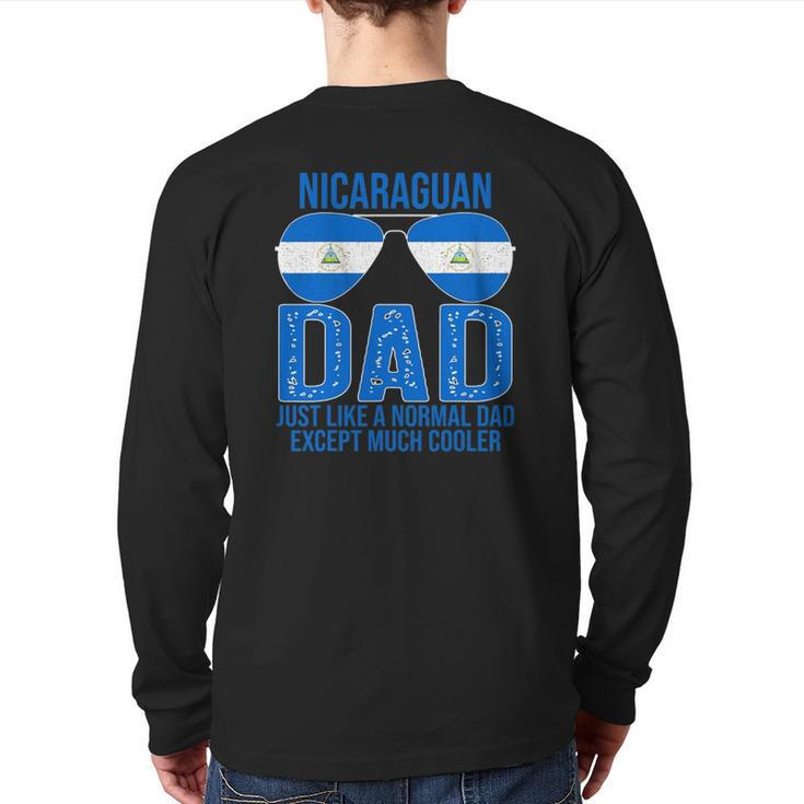 Nicaraguan Dad Nicaragua Flag Sunglasses Father's Day Back Print Long Sleeve T-shirt