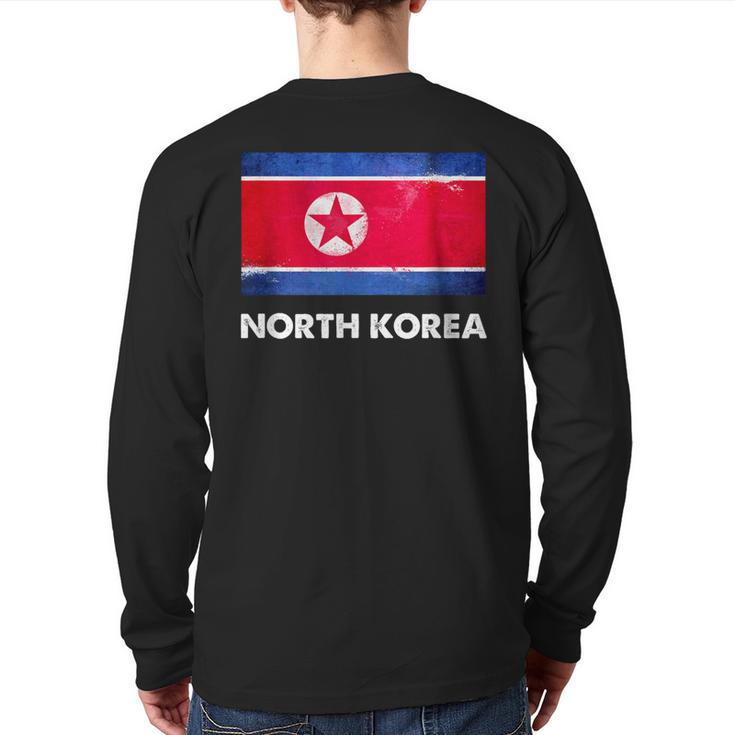 North Korean North Korea Flag Back Print Long Sleeve T-shirt