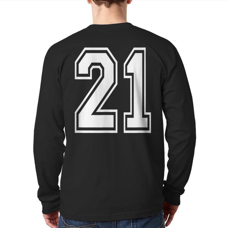 Number 21 Birthday Varsity Sports Team Jersey Back Print Long Sleeve T-shirt