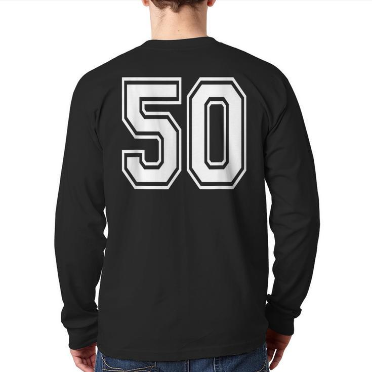 Number 50 Birthday Varsity Sports Team Jersey Back Print Long Sleeve T-shirt