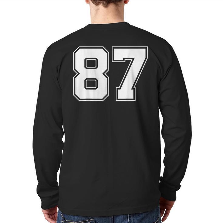 Number 87 Best Classic College American Varsity Style Font Back Print Long Sleeve T-shirt