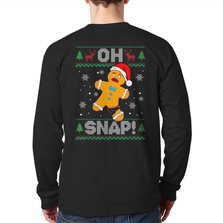 Oh Snap Gingerbread Man Christmas Cookie Baking Xmas Back Print Long Sleeve T-shirt