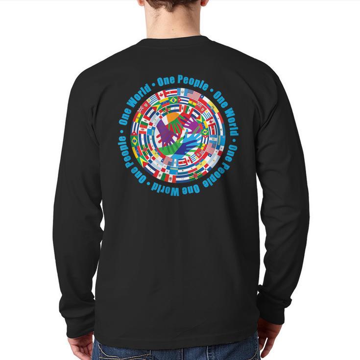 One World One People T Back Print Long Sleeve T-shirt