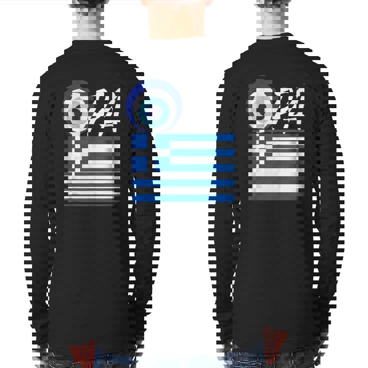 Opa Greek Pride Souvenir Greece Flag Evil Eye Back Print Long Sleeve T-shirt